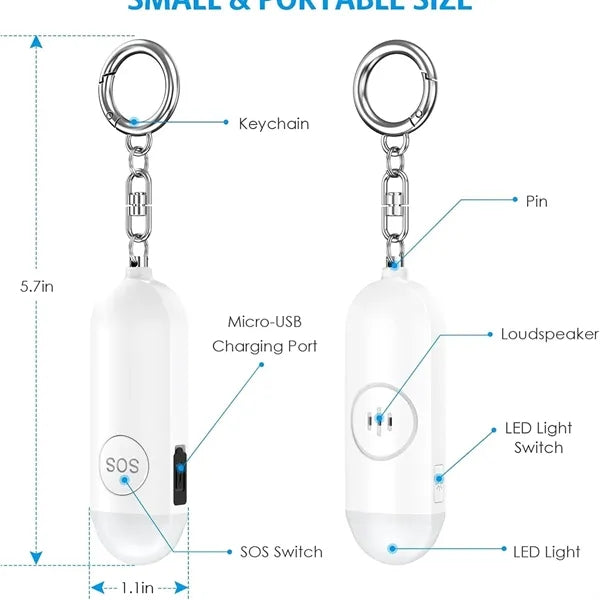 Personal Safety Alarm Keychain with LED Light
