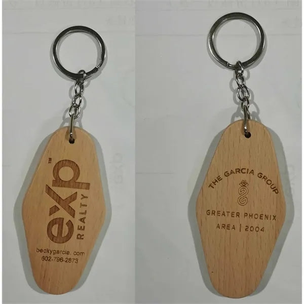 Wood Hotel Keychain Motel Key Tag
