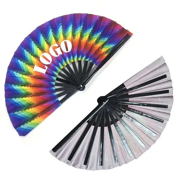 Large 13" Bamboo Frame Fabric Folding Kong Fu Clack Fan