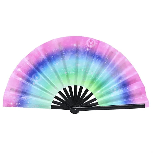 Large 13" Bamboo Frame Fabric Folding Kong Fu Clack Fan