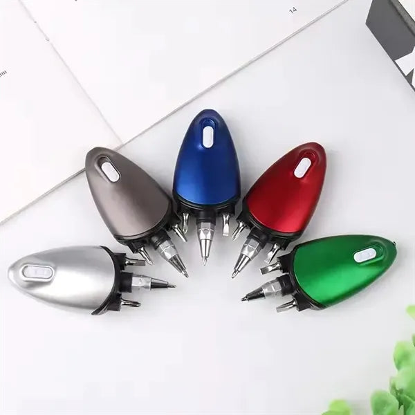 Ballpoint Pen With Flashlight Screwdriver