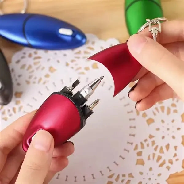 Ballpoint Pen With Flashlight Screwdriver