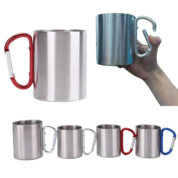 8oz Stainless Steel Camping Mug with Carabiner Handle