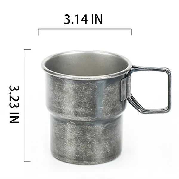 11oz Stainless Steel Outdoors Camping Cup Foldable Handles