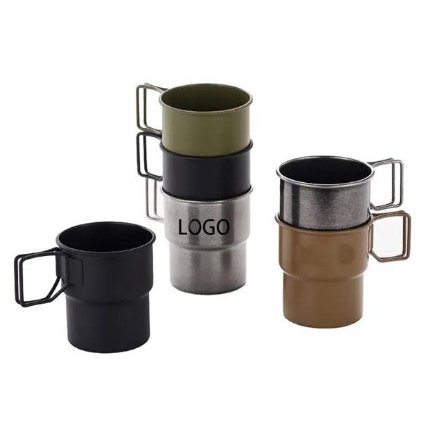 11oz Stainless Steel Outdoors Camping Cup Foldable Handles