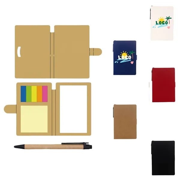 Kraft Paper Notebook With Pen And Colored Labels