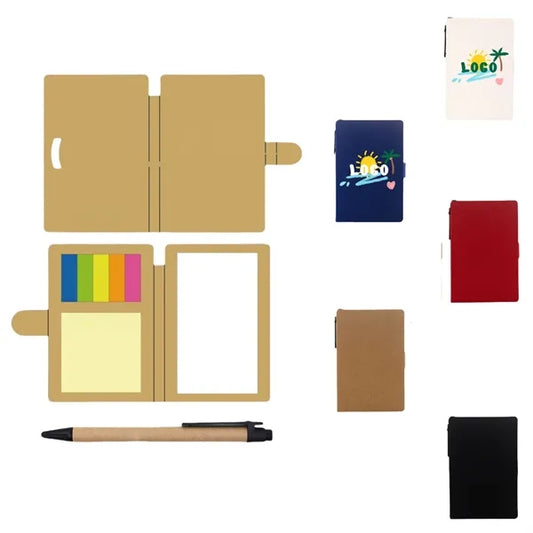 Kraft Paper Notebook With Pen And Colored Labels