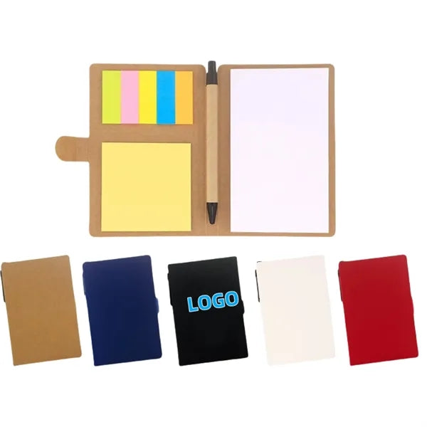 Kraft Paper Notebook With Pen And Colored Labels