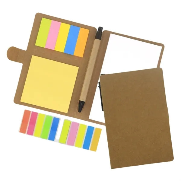 Kraft Paper Notebook With Pen And Colored Labels