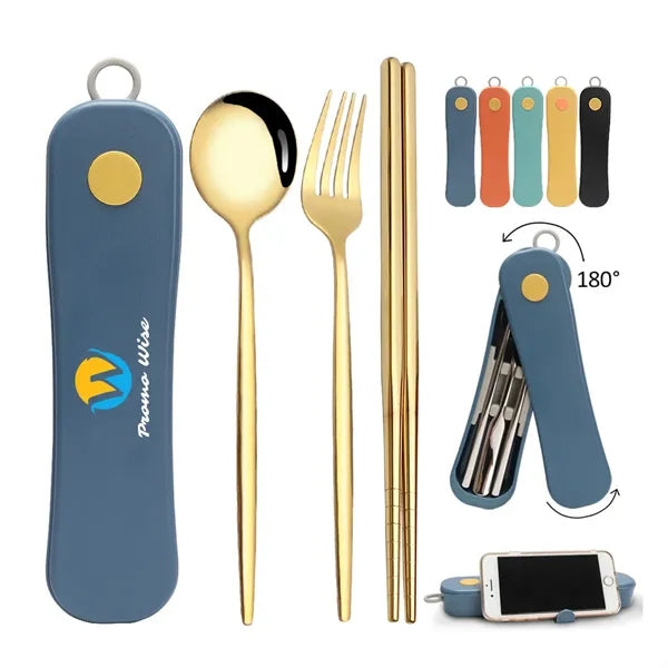 Portable Rotating Box Stainless Steel Cutlery Set