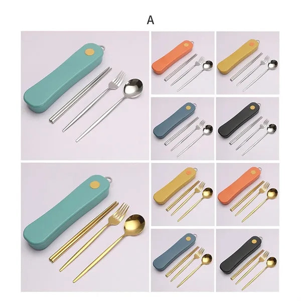 Portable Rotating Box Stainless Steel Cutlery Set