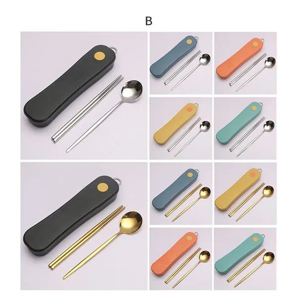 Portable Rotating Box Stainless Steel Cutlery Set