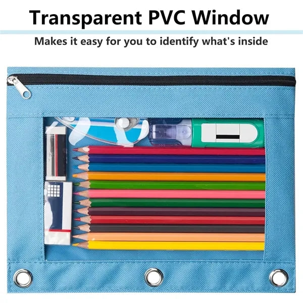 Big Pencil Pouch for 3 Ring Binder Case with Smooth Zipper