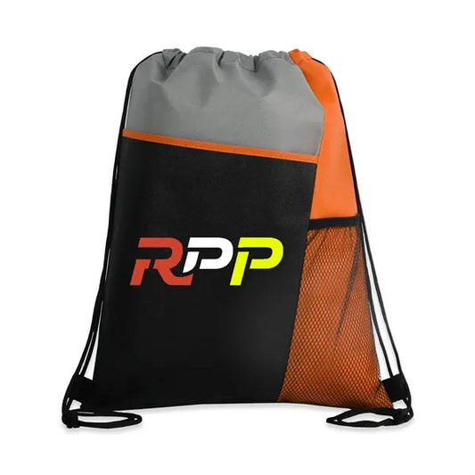 Tri-Colored Mesh Pocket Drawstring Backpack