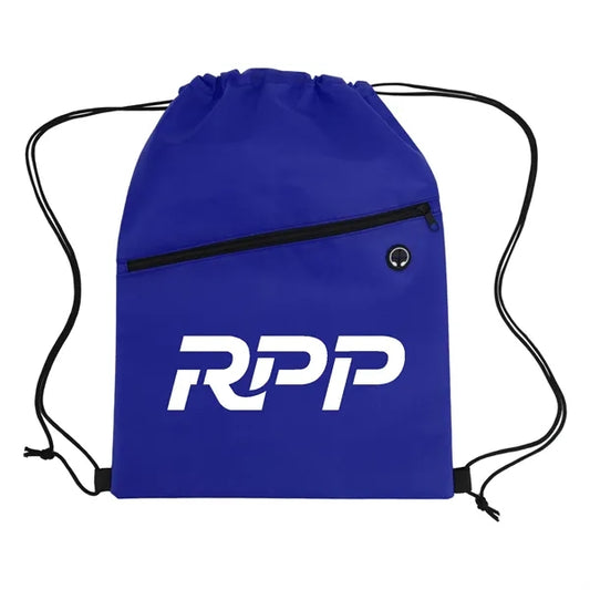 Non-Woven Sports Drawstring Bag with Front Zipper