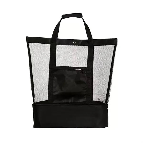 Mesh Insulated Picnic Beach Bag With Cooler Compartment