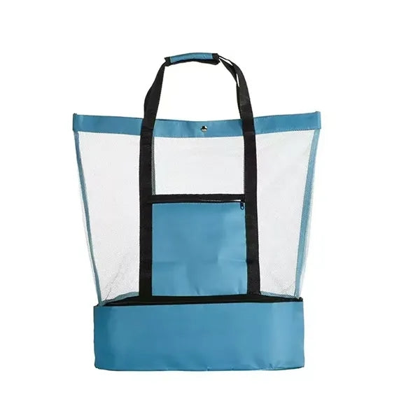 Mesh Insulated Picnic Beach Bag With Cooler Compartment