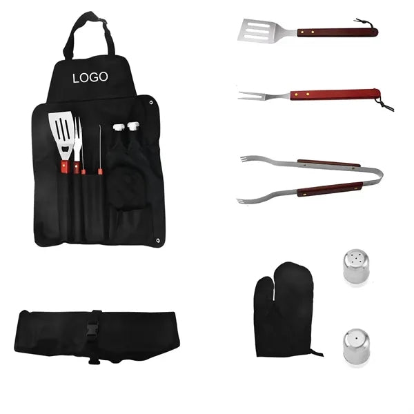 Apron and 7 Piece BBQ Set