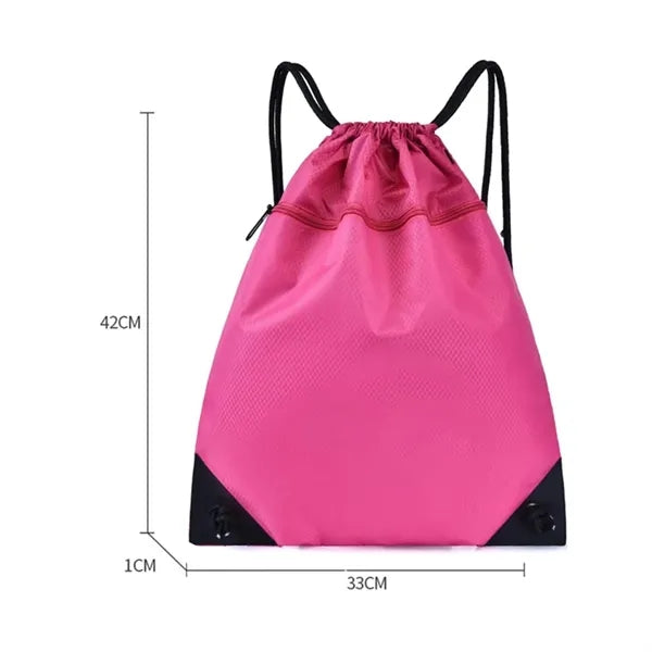 Drawstring Backpack Sports Gym Bag with Zipper Pocket