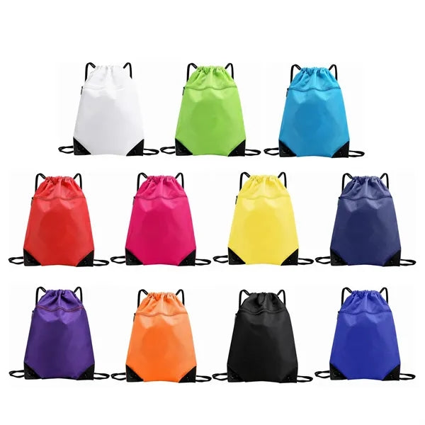 Drawstring Backpack Sports Gym Bag with Zipper Pocket
