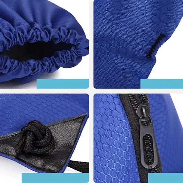 Drawstring Backpack Sports Gym Bag with Zipper Pocket