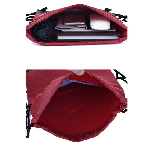 Drawstring Backpack Sports Gym Bag with Zipper Pocket