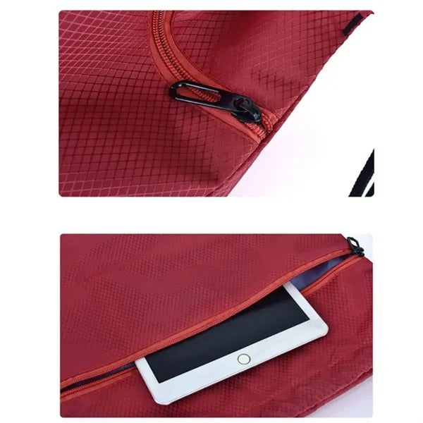 Drawstring Backpack Sports Gym Bag with Zipper Pocket