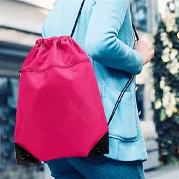 Drawstring Backpack Sports Gym Bag with Zipper Pocket