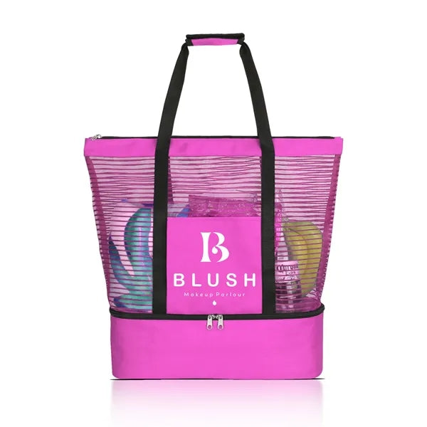 Lightweight Mesh Beach Cooler Tote Bag ( 19 " x 18 " x 6 " )