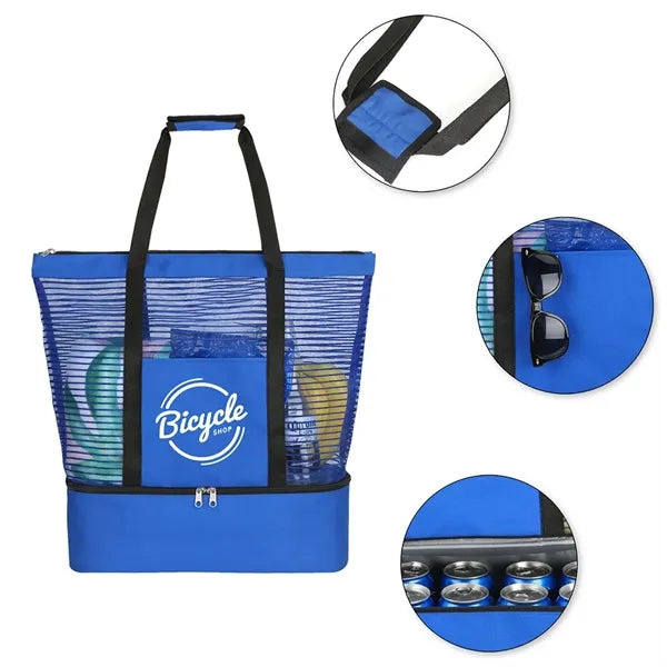 Lightweight Mesh Beach Cooler Tote Bag ( 19 " x 18 " x 6 " )