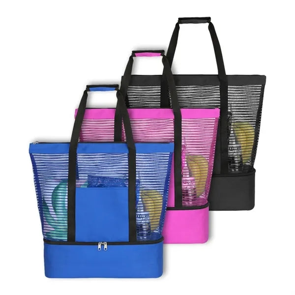 Lightweight Mesh Beach Cooler Tote Bag ( 19 " x 18 " x 6 " )
