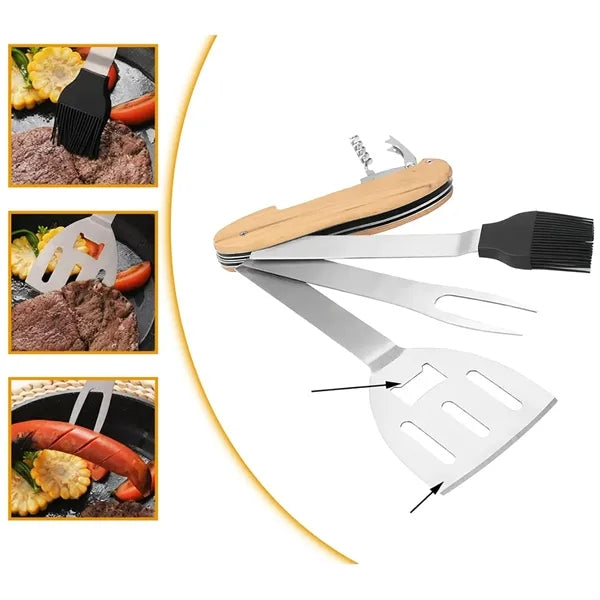 Multi-Tool BBQ Set with Spatula Fork Brush Opener