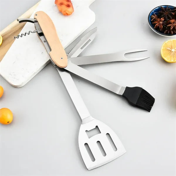 Multi-Tool BBQ Set with Spatula Fork Brush Opener
