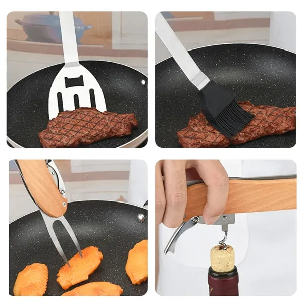 Multi-Tool BBQ Set with Spatula Fork Brush Opener