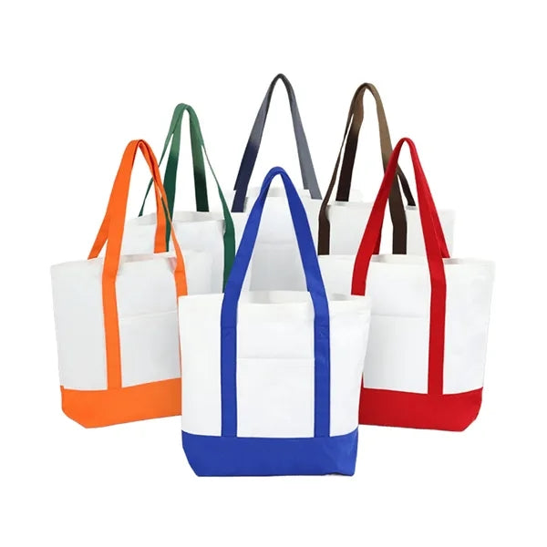 Large Canvas Zipper Tote Bag with Front Pocket