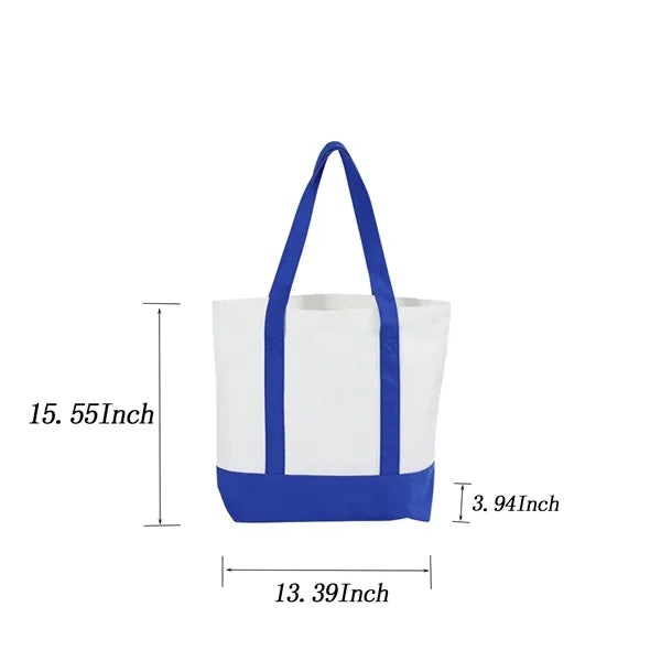 Large Canvas Zipper Tote Bag with Front Pocket
