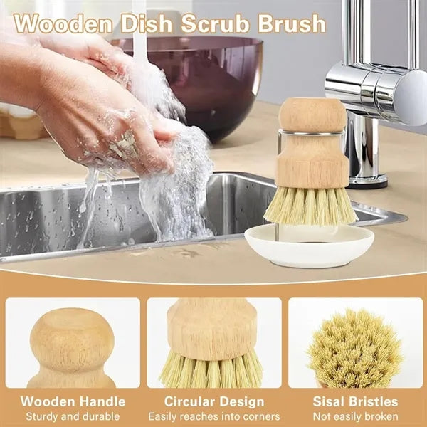 Natural Wood Kitchen Cleaning Removal Hanging Brush