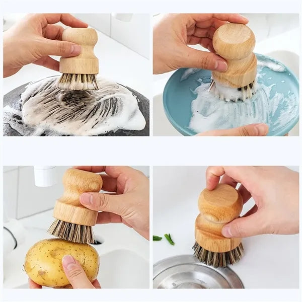 Natural Wood Kitchen Cleaning Removal Hanging Brush
