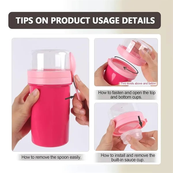 Outdoor Sealed Salad Camping Cup With Lid Spoon
