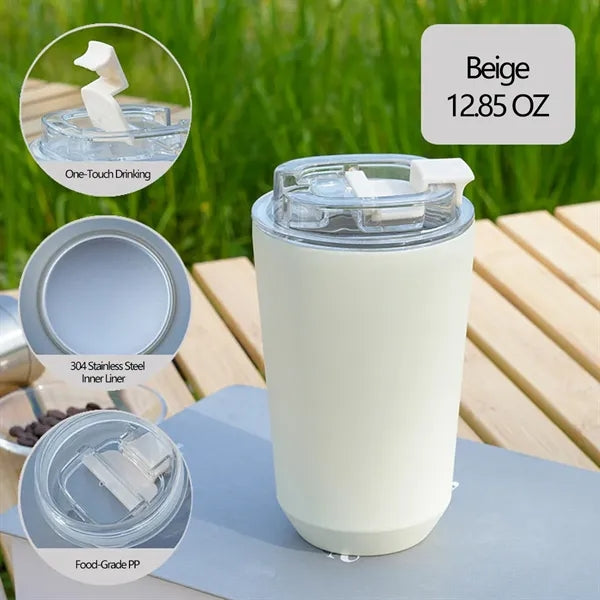13 OZ Portable 304 Stainless Steel Flip-Top Thermos Cup