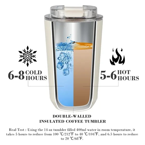 13 OZ Portable 304 Stainless Steel Flip-Top Thermos Cup