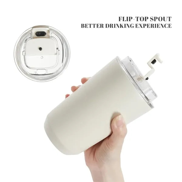 13 OZ Portable 304 Stainless Steel Flip-Top Thermos Cup