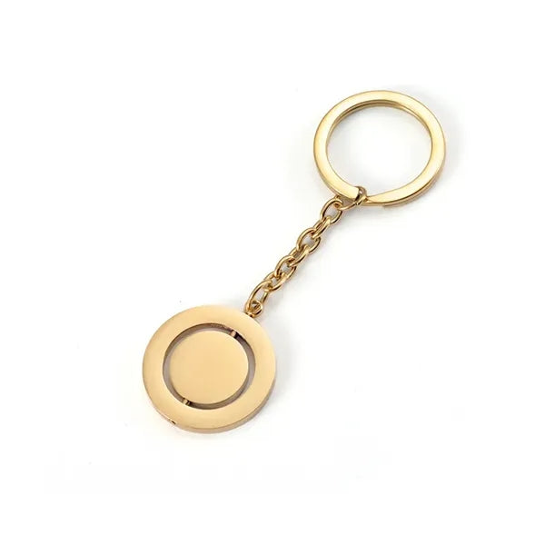 Metal Rotating Round Gold and Silver Keychain