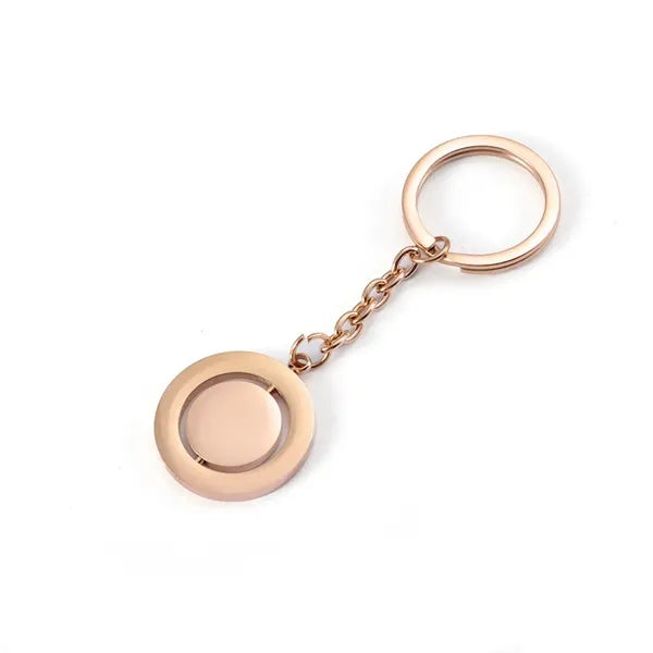 Metal Rotating Round Gold and Silver Keychain