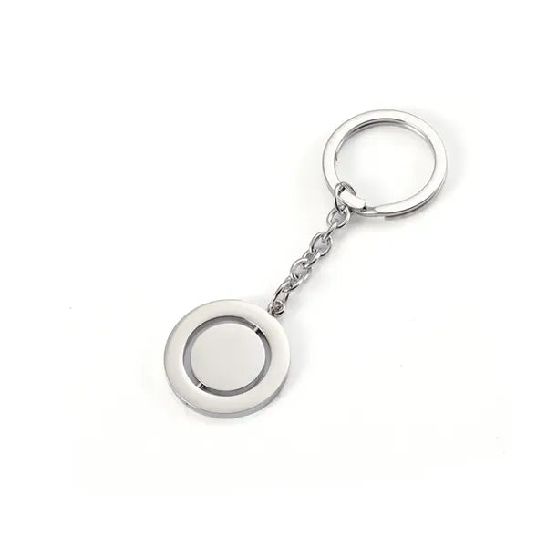 Metal Rotating Round Gold and Silver Keychain
