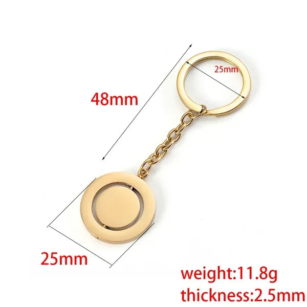 Metal Rotating Round Gold and Silver Keychain