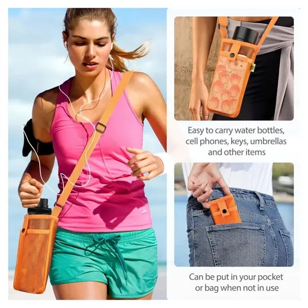 Large Mesh Water Bottle Crossbody Sling Bag