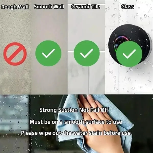 Large Suction Cup Waterproof LED Bluetooth Speaker