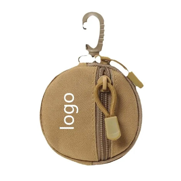 Round Coin Bag with Zipper and Carabiner