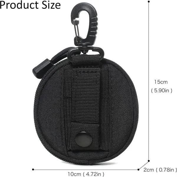 Round Coin Bag with Zipper and Carabiner